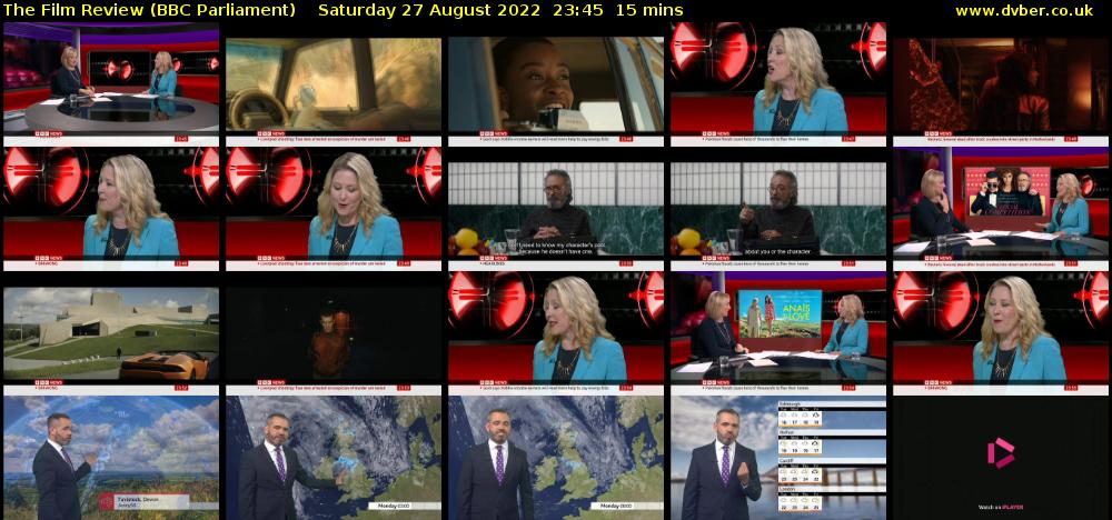 The Film Review (BBC Parliament) Saturday 27 August 2022 23:45 - 00:00
