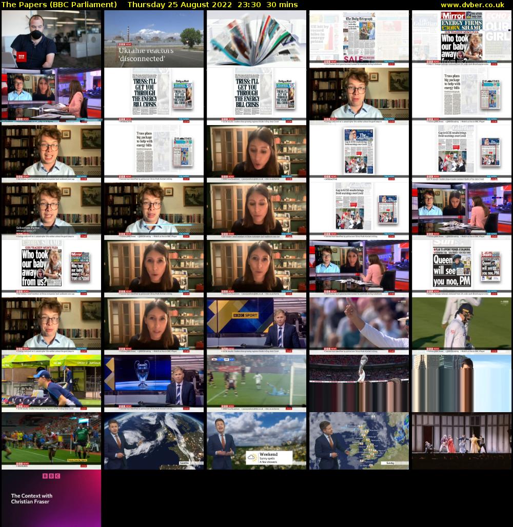 The Papers (BBC Parliament) Thursday 25 August 2022 23:30 - 00:00