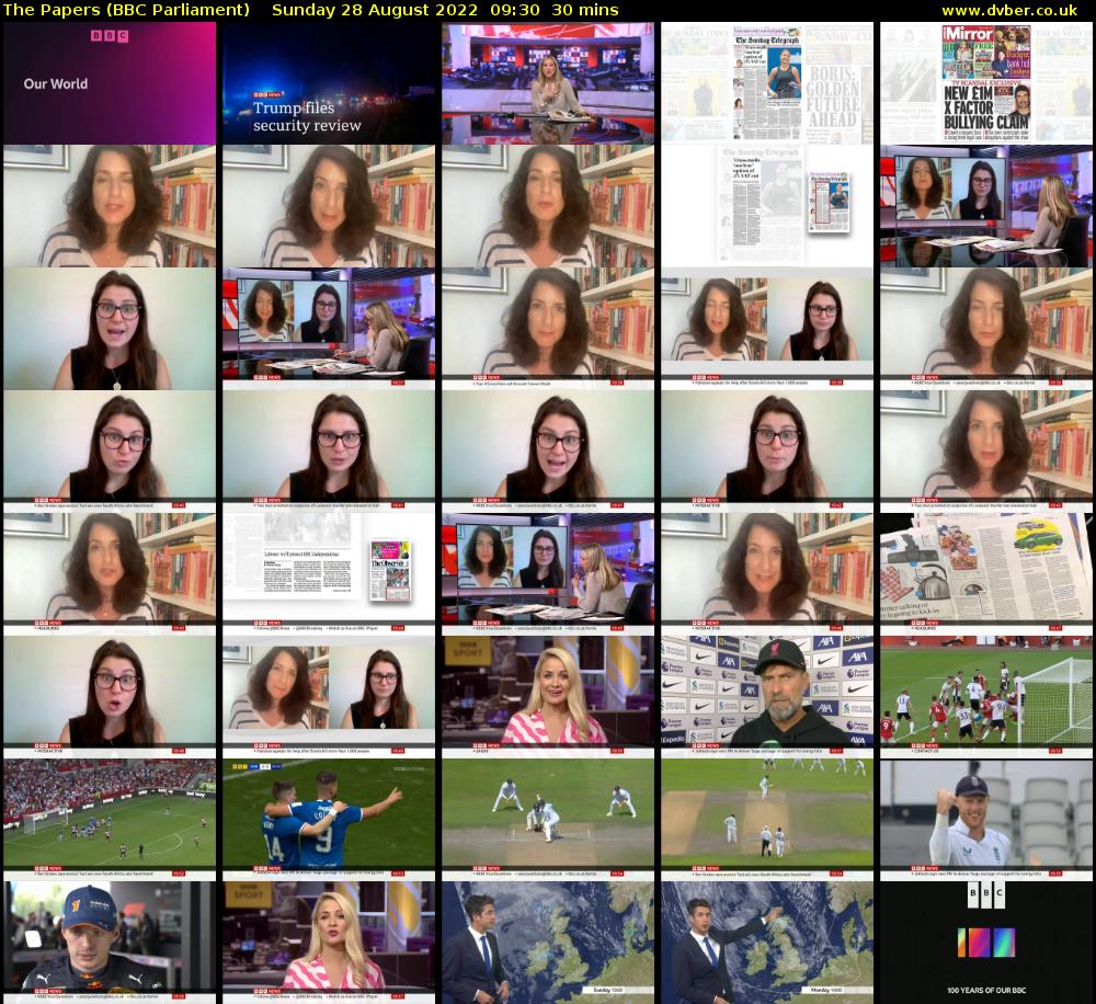 The Papers (BBC Parliament) Sunday 28 August 2022 09:30 - 10:00