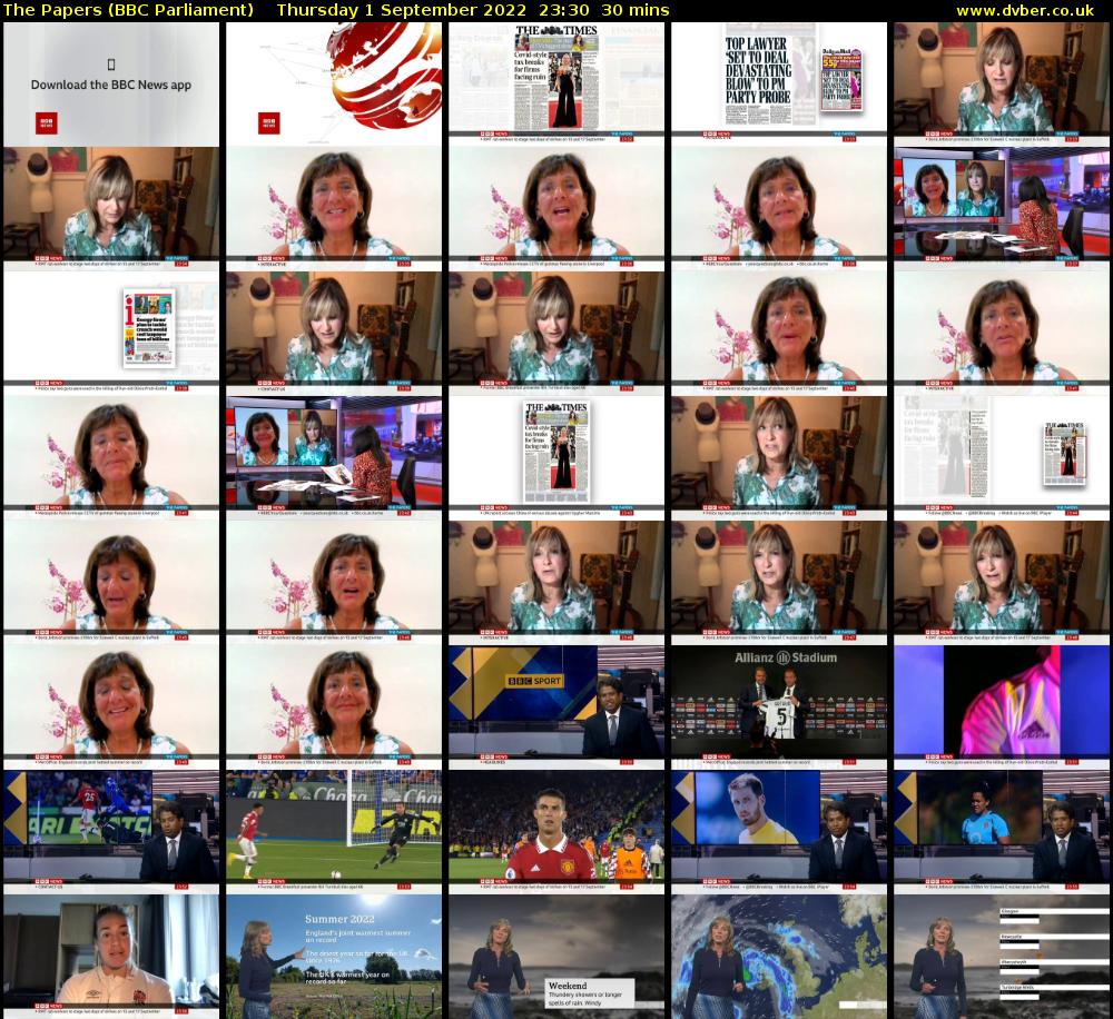 The Papers (BBC Parliament) Thursday 1 September 2022 23:30 - 00:00