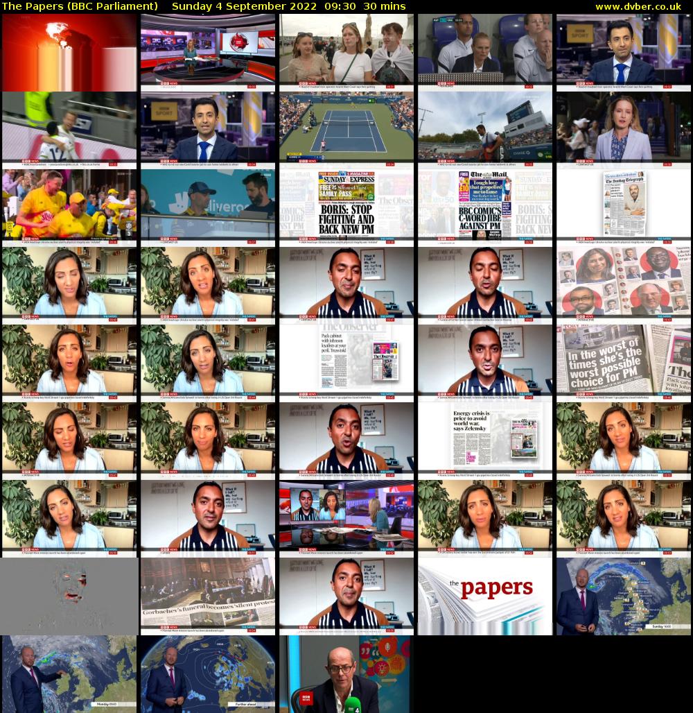 The Papers (BBC Parliament) Sunday 4 September 2022 09:30 - 10:00