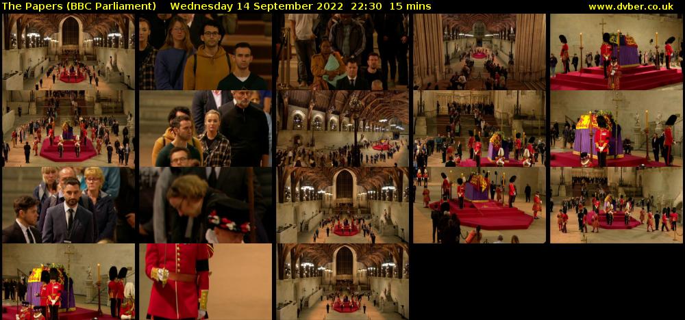 The Papers (BBC Parliament) Wednesday 14 September 2022 22:30 - 22:45