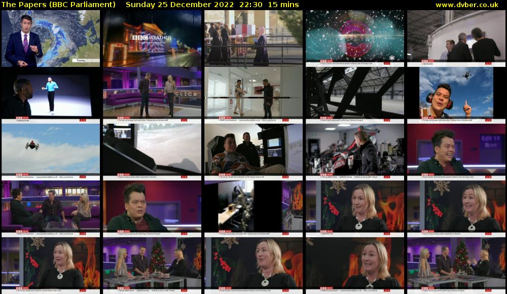 The Papers (BBC Parliament) Sunday 25 December 2022 22:30 - 22:45