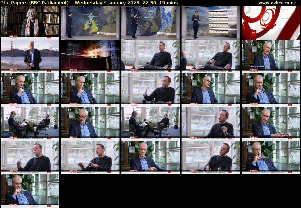 The Papers (BBC Parliament) Wednesday 4 January 2023 22:30 - 22:45
