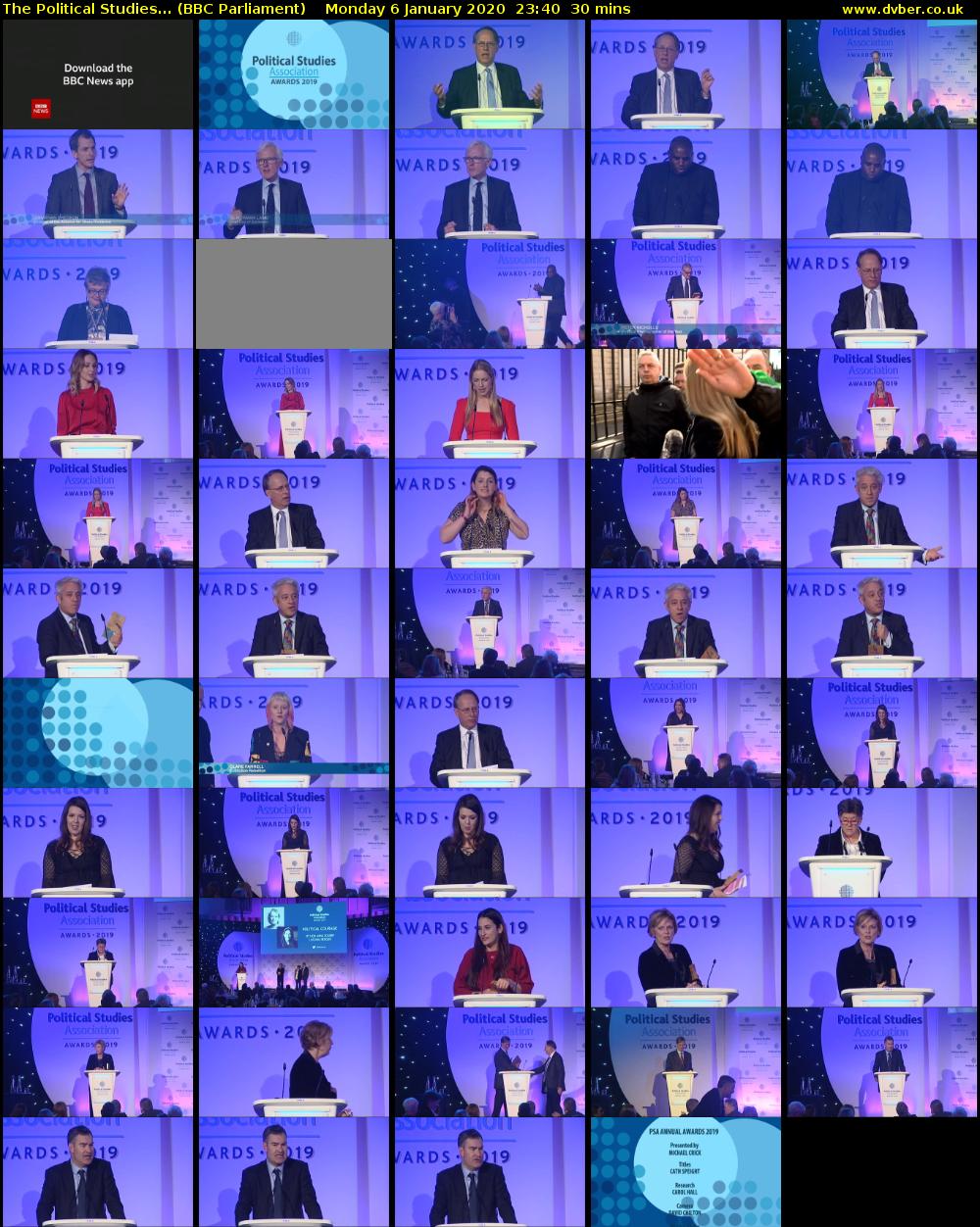 The Political Studies... (BBC Parliament) Monday 6 January 2020 23:40 - 00:10