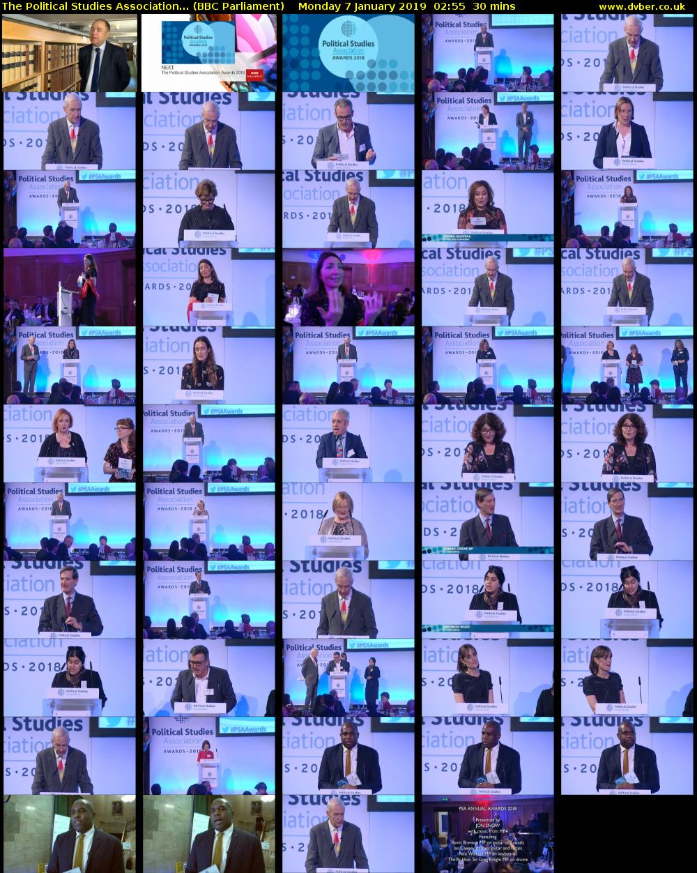 The Political Studies Association... (BBC Parliament) Monday 7 January 2019 02:55 - 03:25
