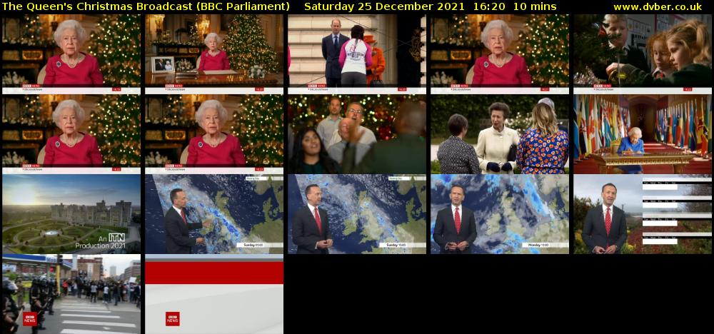 The Queen's Christmas Broadcast (BBC Parliament) Saturday 25 December 2021 16:20 - 16:30
