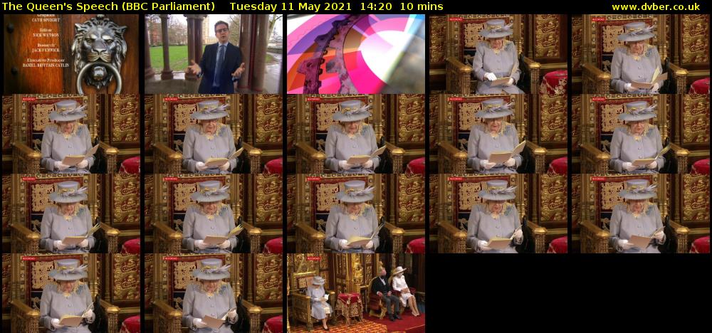 The Queen's Speech (BBC Parliament) Tuesday 11 May 2021 14:20 - 14:30