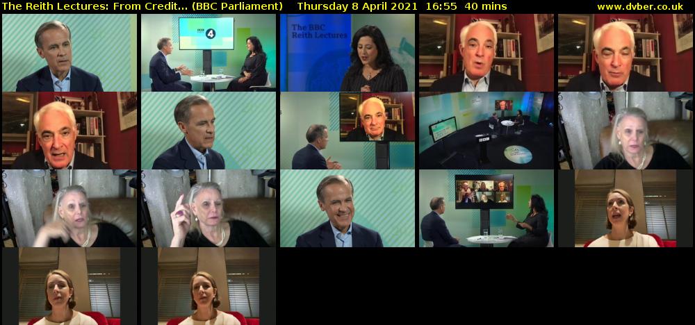 The Reith Lectures: From Credit... (BBC Parliament) Thursday 8 April 2021 16:55 - 17:35