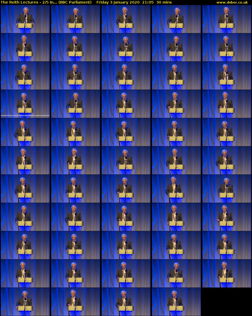 The Reith Lectures - 2/5 In... (BBC Parliament) Friday 3 January 2020 21:05 - 21:35