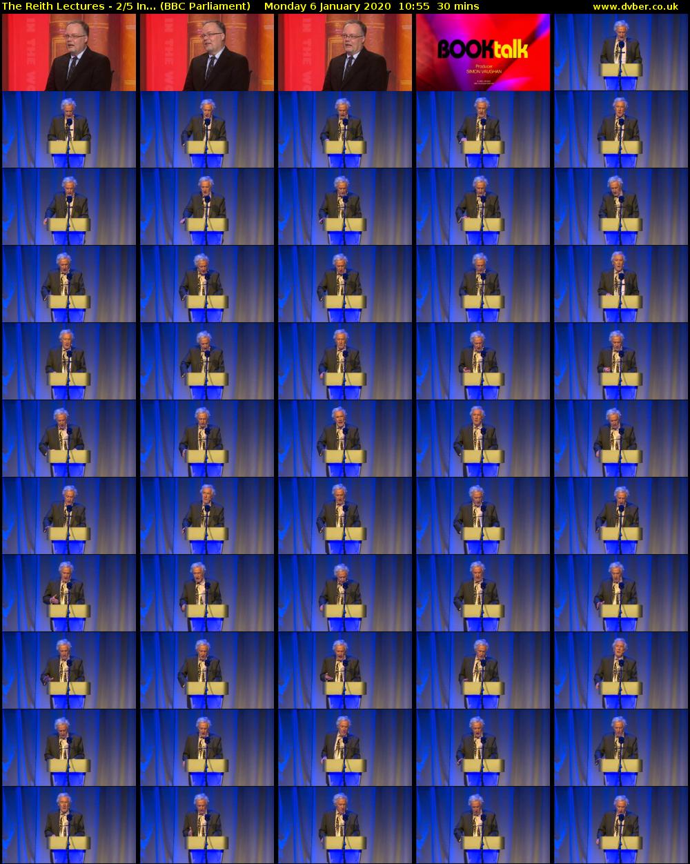 The Reith Lectures - 2/5 In... (BBC Parliament) Monday 6 January 2020 10:55 - 11:25