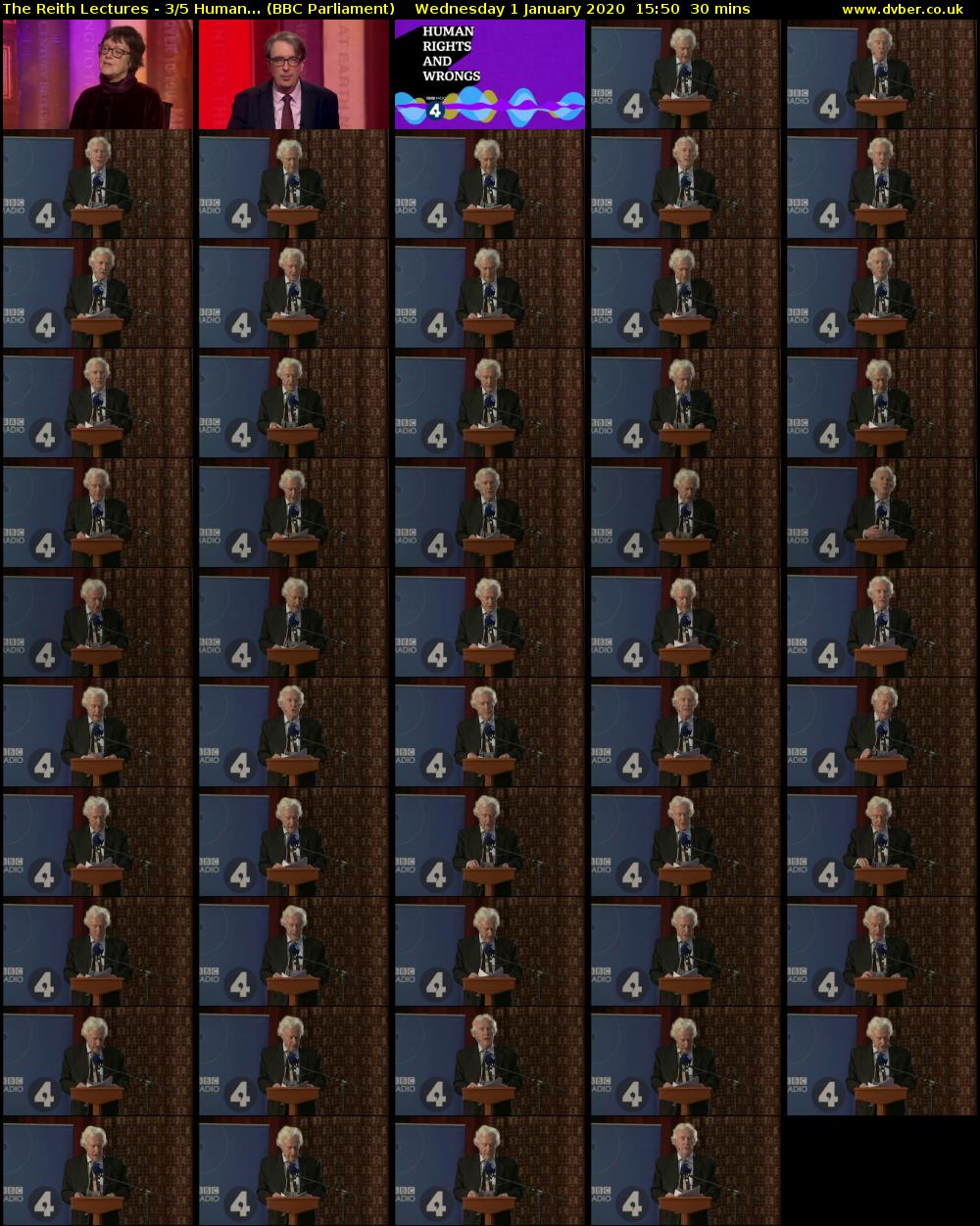 The Reith Lectures - 3/5 Human... (BBC Parliament) Wednesday 1 January 2020 15:50 - 16:20