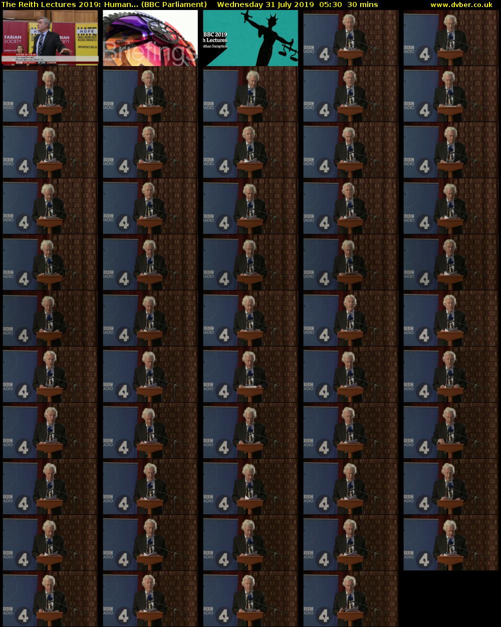 The Reith Lectures 2019: Human... (BBC Parliament) Wednesday 31 July 2019 05:30 - 06:00