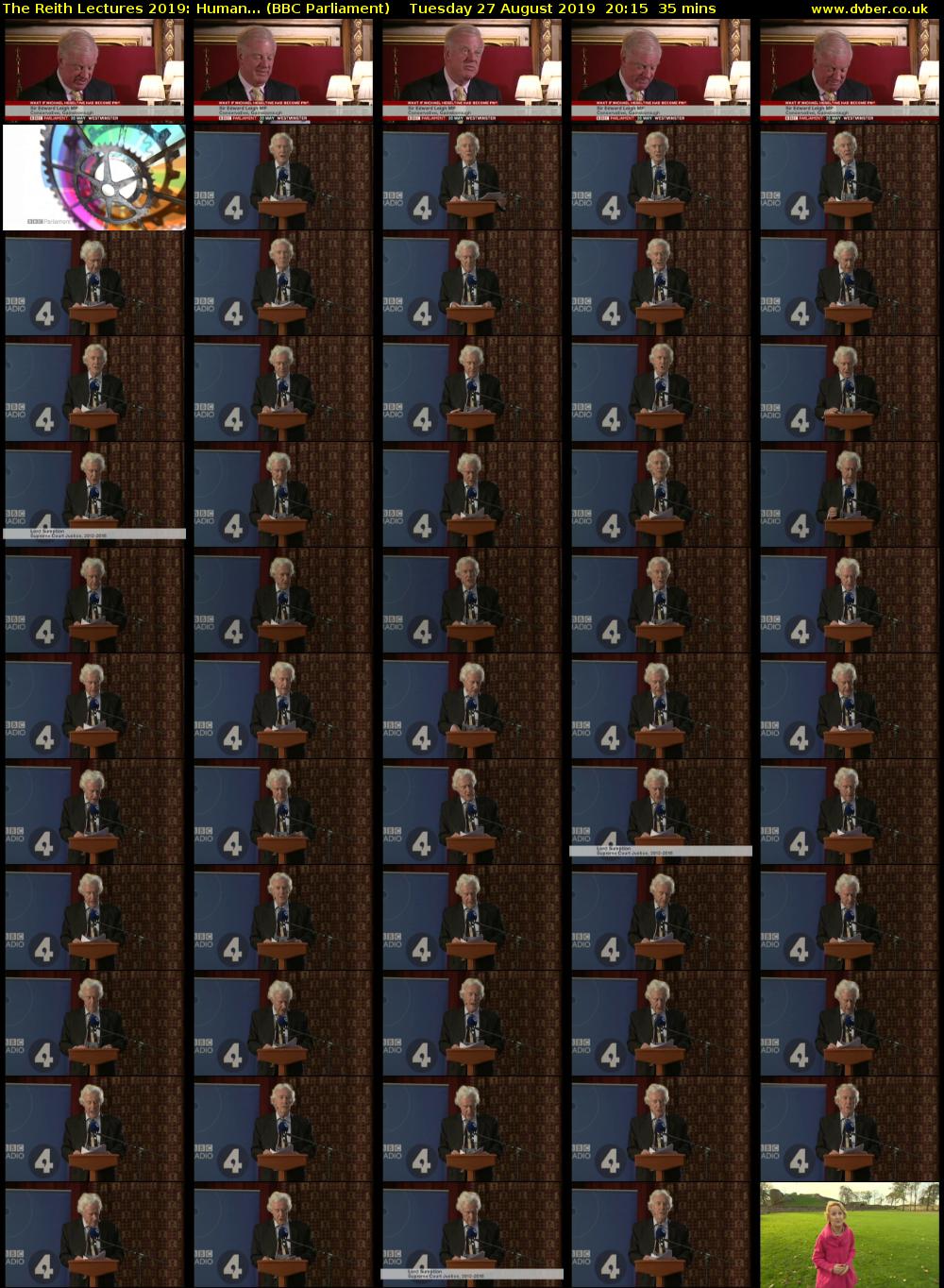 The Reith Lectures 2019: Human... (BBC Parliament) Tuesday 27 August 2019 20:15 - 20:50