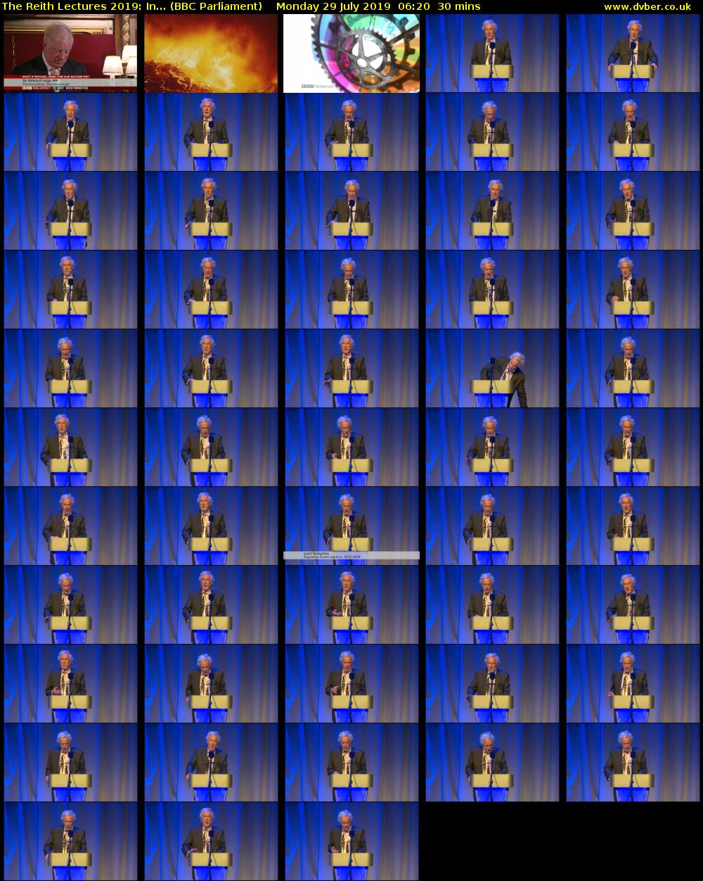 The Reith Lectures 2019: In... (BBC Parliament) Monday 29 July 2019 06:20 - 06:50