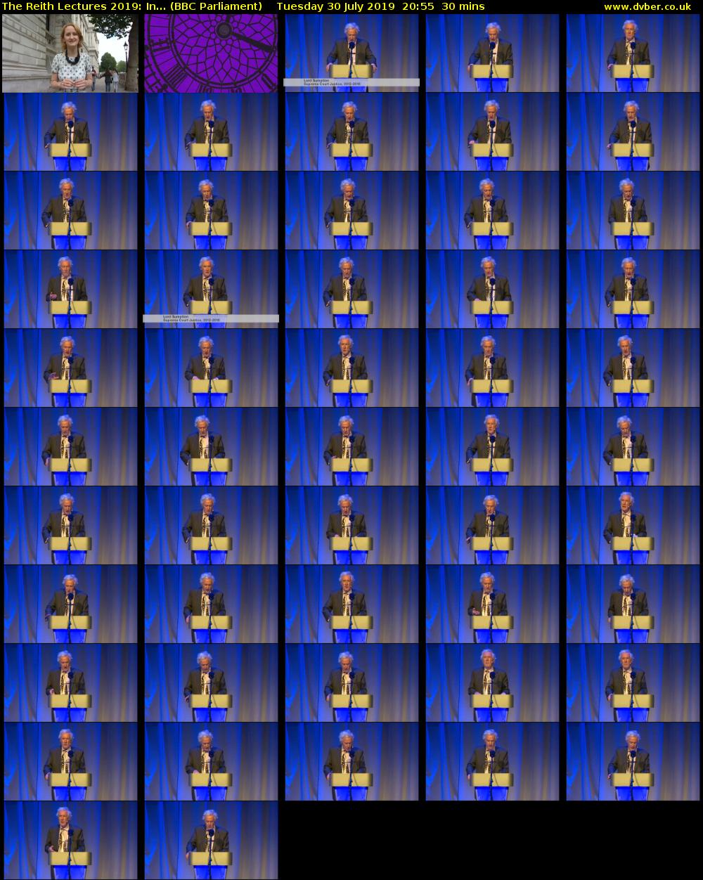 The Reith Lectures 2019: In... (BBC Parliament) Tuesday 30 July 2019 20:55 - 21:25