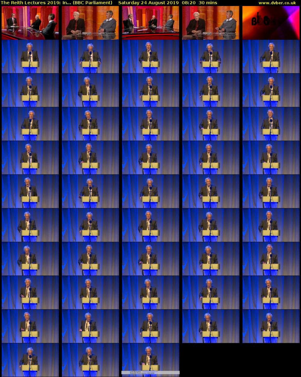 The Reith Lectures 2019: In... (BBC Parliament) Saturday 24 August 2019 08:20 - 08:50