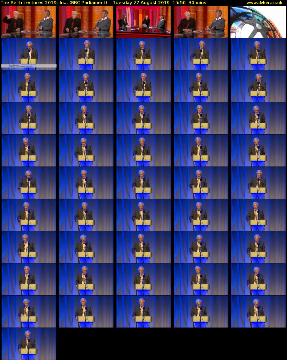 The Reith Lectures 2019: In... (BBC Parliament) Tuesday 27 August 2019 15:50 - 16:20