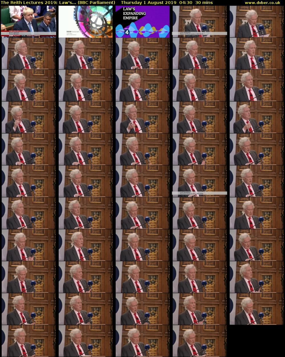 The Reith Lectures 2019: Law's... (BBC Parliament) Thursday 1 August 2019 04:30 - 05:00