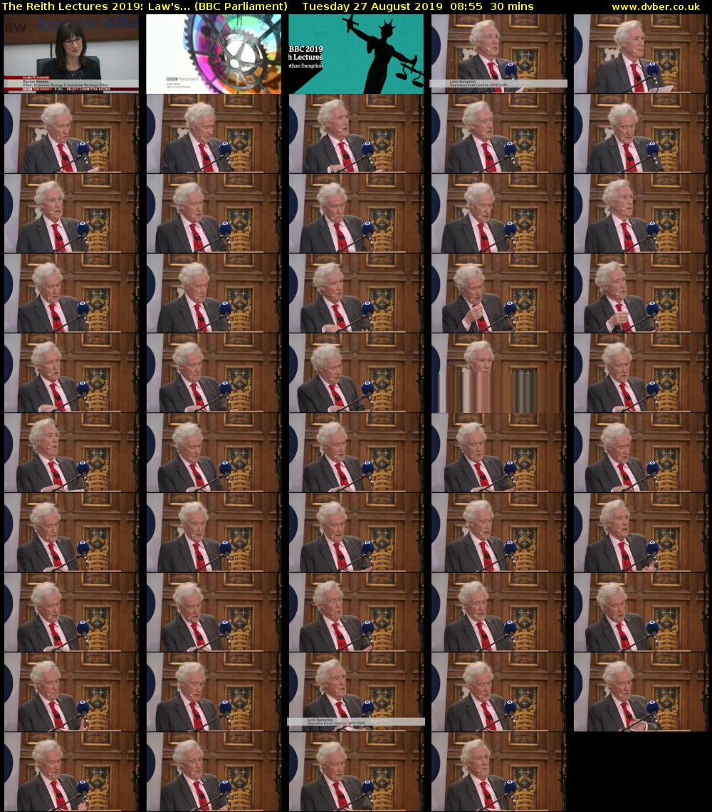 The Reith Lectures 2019: Law's... (BBC Parliament) Tuesday 27 August 2019 08:55 - 09:25