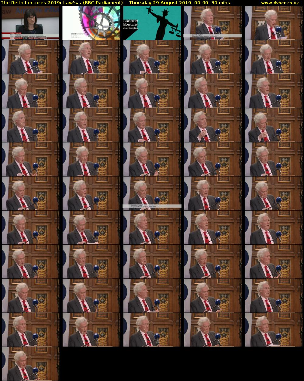 The Reith Lectures 2019: Law's... (BBC Parliament) Thursday 29 August 2019 00:40 - 01:10