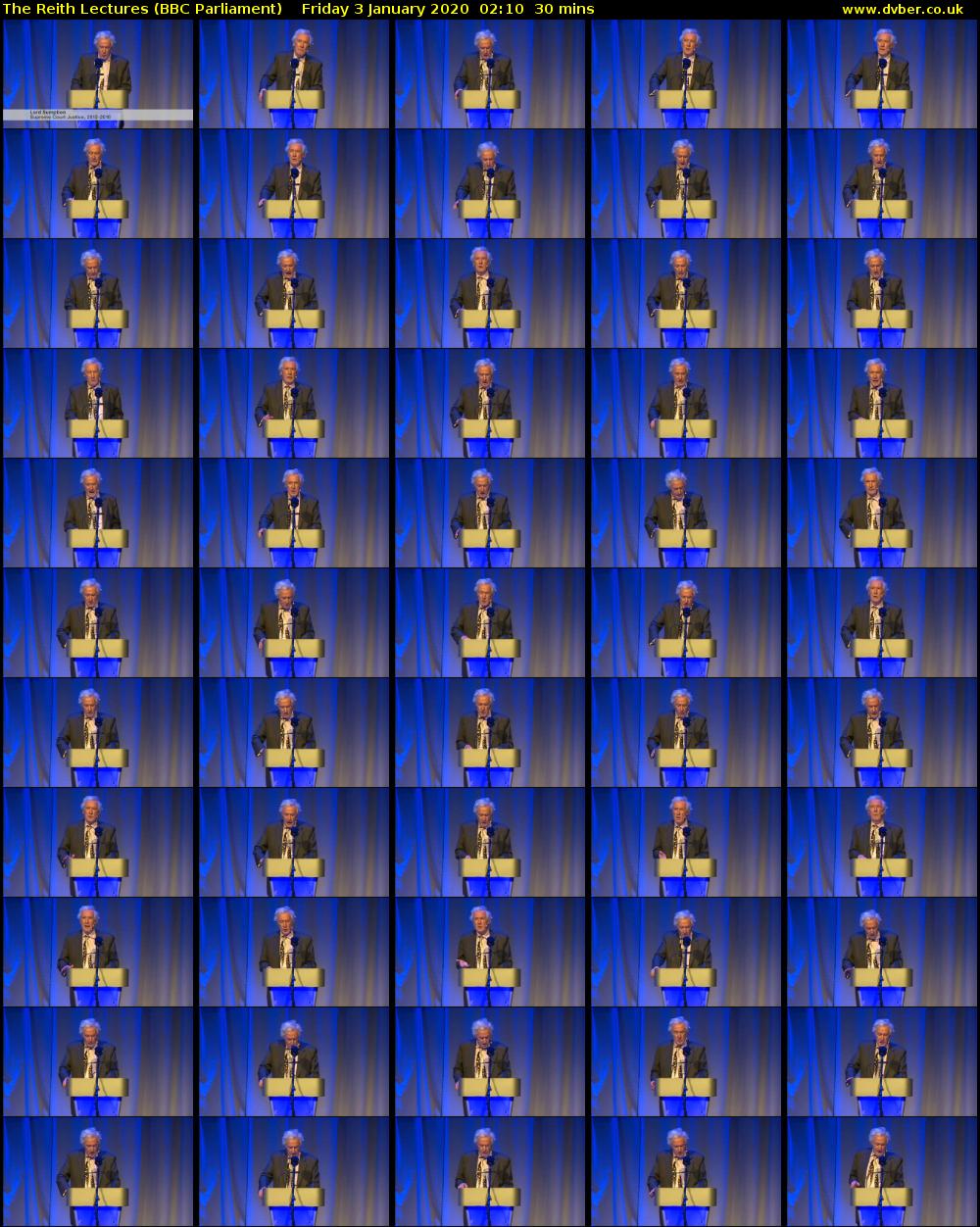 The Reith Lectures (BBC Parliament) Friday 3 January 2020 02:10 - 02:40
