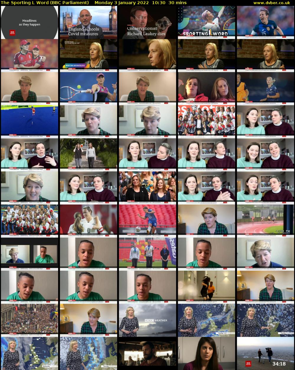 The Sporting L Word (BBC Parliament) Monday 3 January 2022 10:30 - 11:00