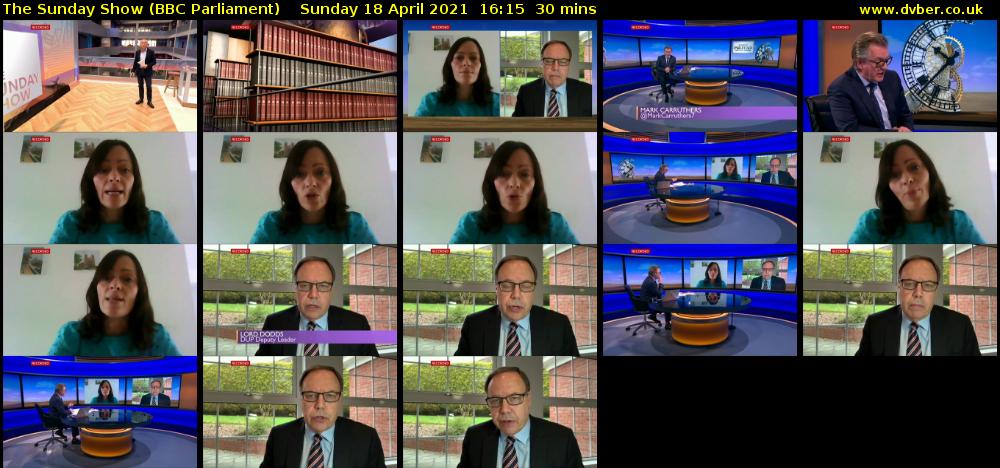 The Sunday Show (BBC Parliament) Sunday 18 April 2021 16:15 - 16:45