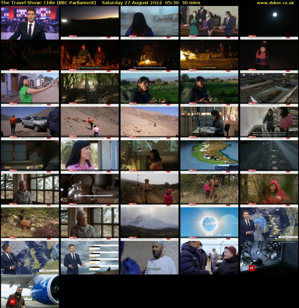 The Travel Show: Chile (BBC Parliament) Saturday 27 August 2022 05:30 - 06:00