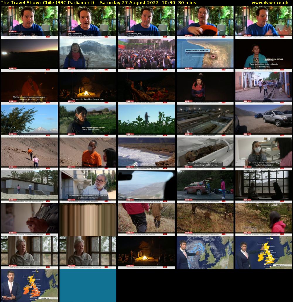 The Travel Show: Chile (BBC Parliament) Saturday 27 August 2022 10:30 - 11:00