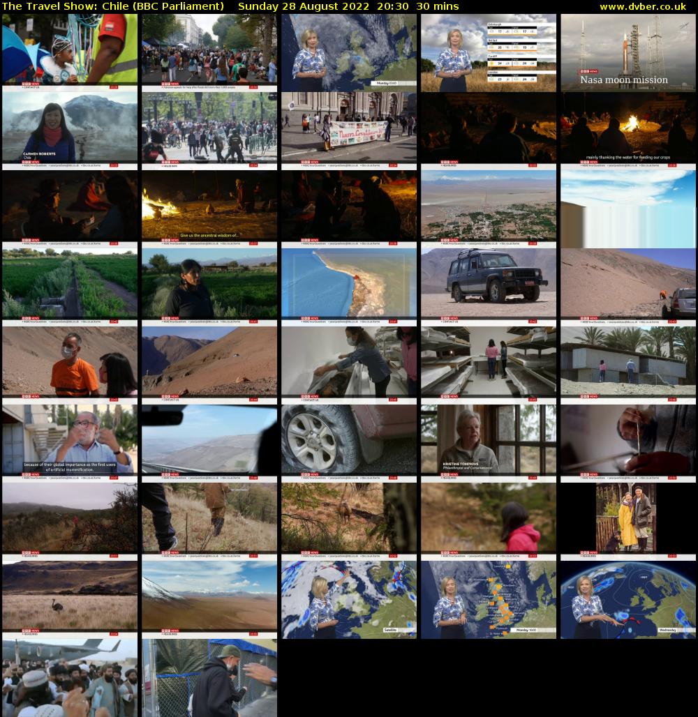 The Travel Show: Chile (BBC Parliament) Sunday 28 August 2022 20:30 - 21:00