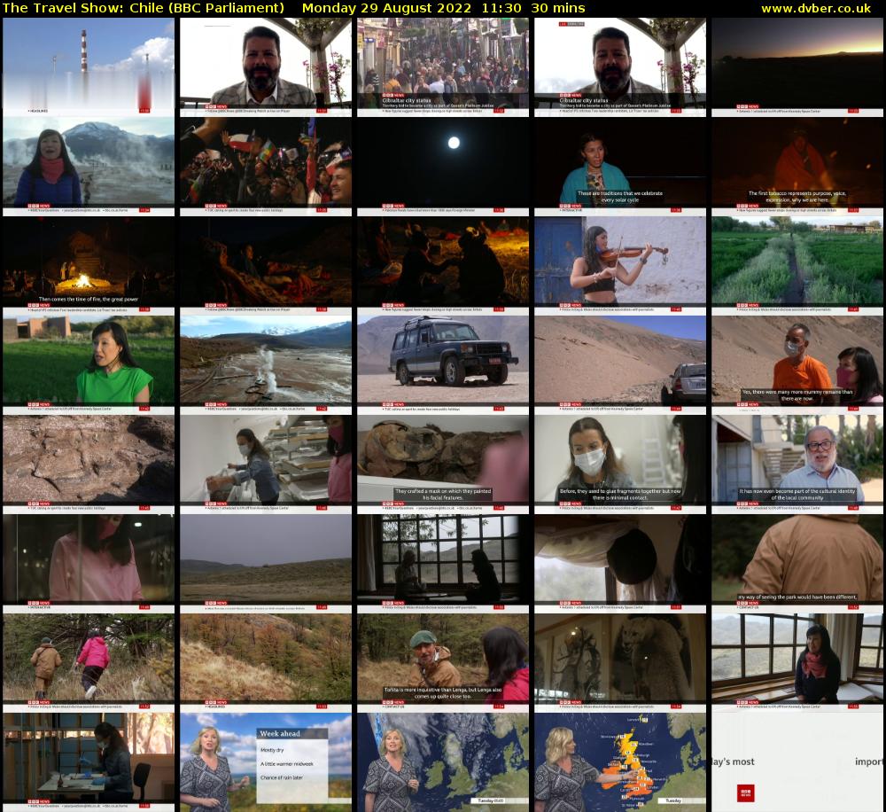 The Travel Show: Chile (BBC Parliament) Monday 29 August 2022 11:30 - 12:00