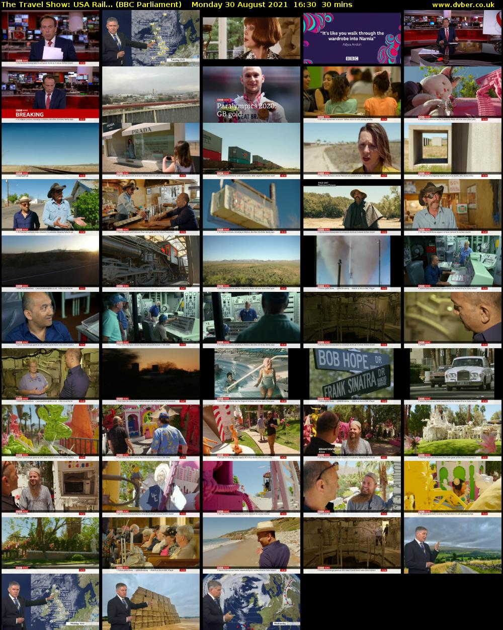 The Travel Show: USA Rail... (BBC Parliament) Monday 30 August 2021 16:30 - 17:00