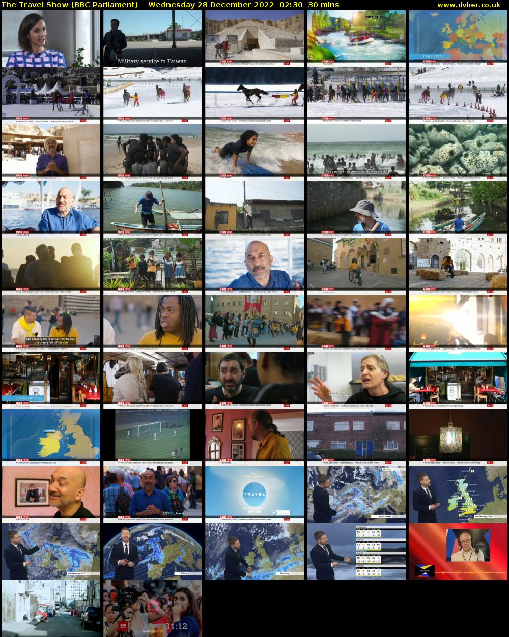 The Travel Show (BBC Parliament) Wednesday 28 December 2022 02:30 - 03:00