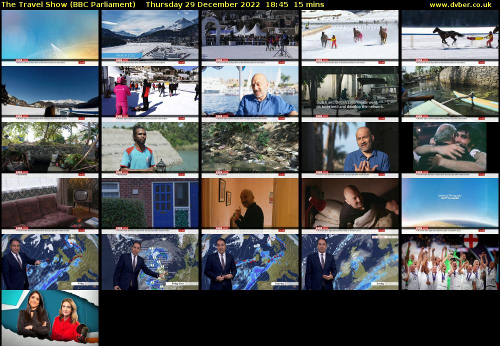 The Travel Show (BBC Parliament) Thursday 29 December 2022 18:45 - 19:00