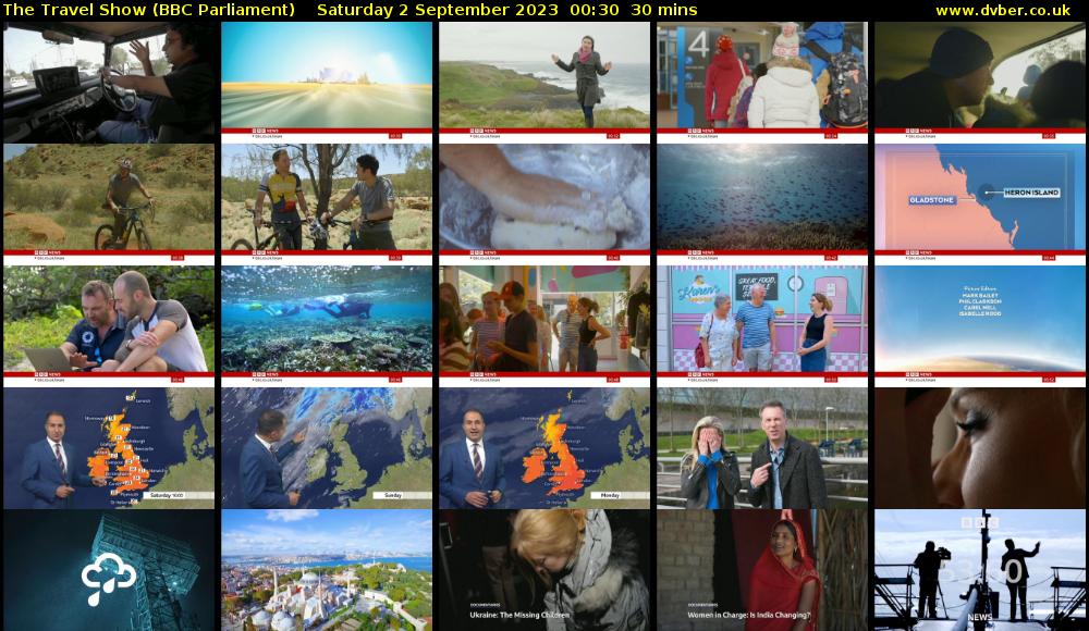 The Travel Show (BBC Parliament) Saturday 2 September 2023 00:30 - 01:00