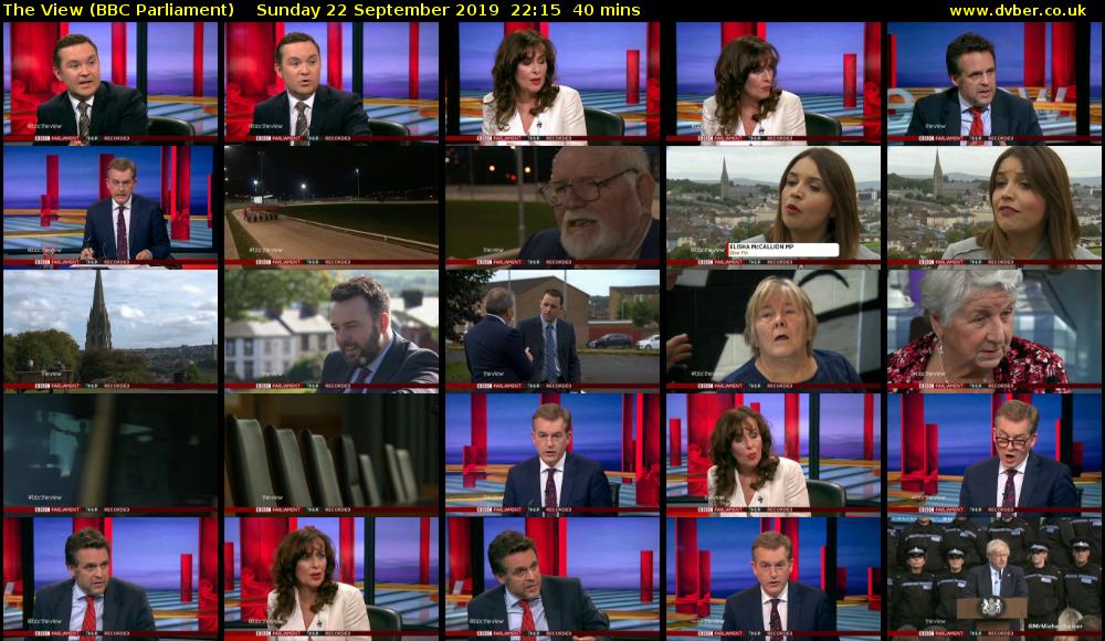 The View (BBC Parliament) Sunday 22 September 2019 22:15 - 22:55