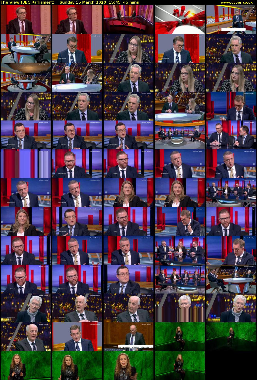 The View (BBC Parliament) Sunday 15 March 2020 15:45 - 16:30