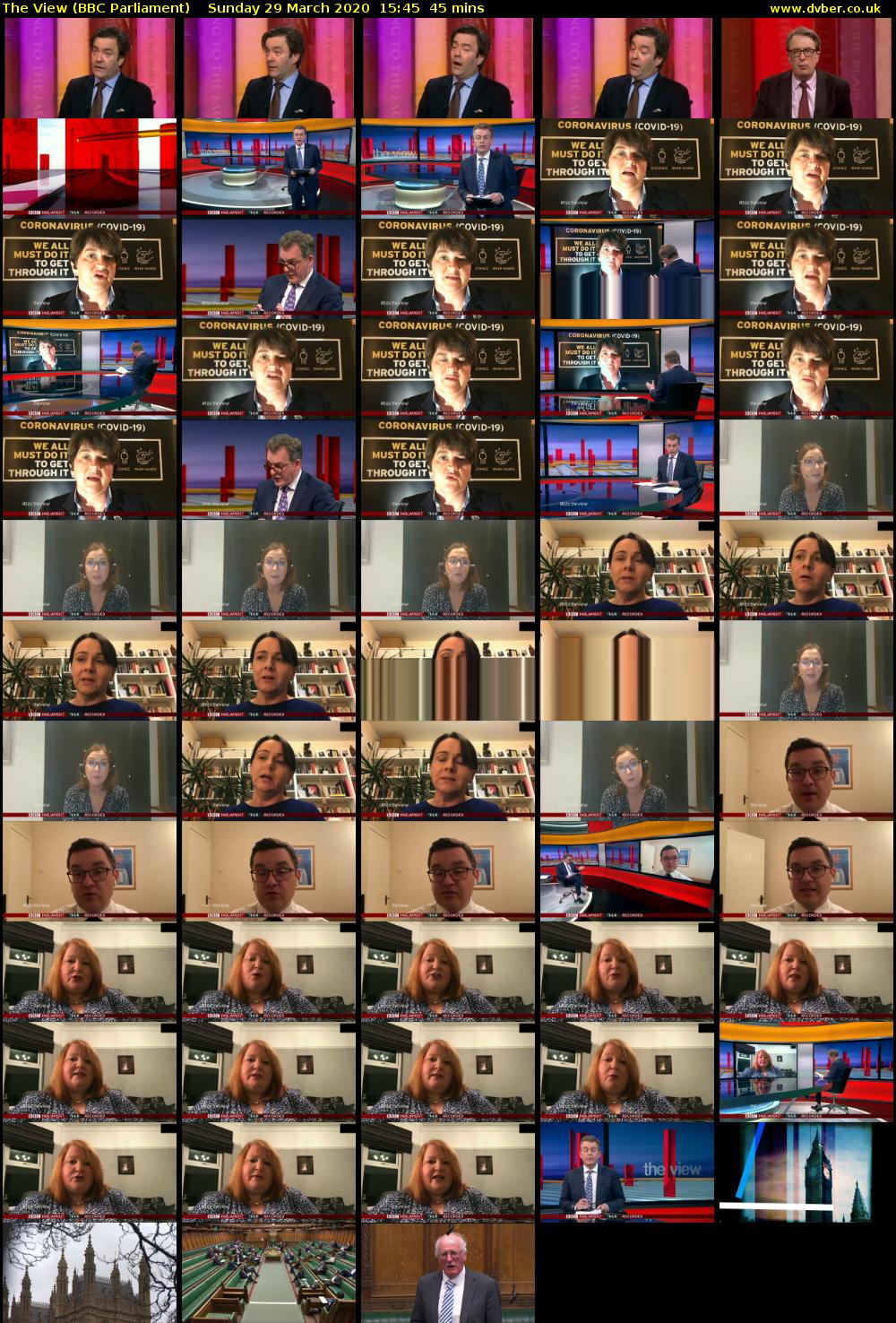 The View (BBC Parliament) Sunday 29 March 2020 15:45 - 16:30