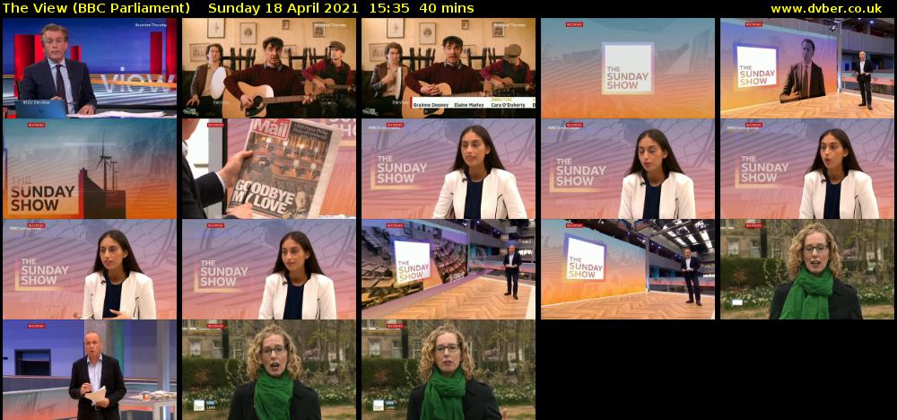 The View (BBC Parliament) Sunday 18 April 2021 15:35 - 16:15