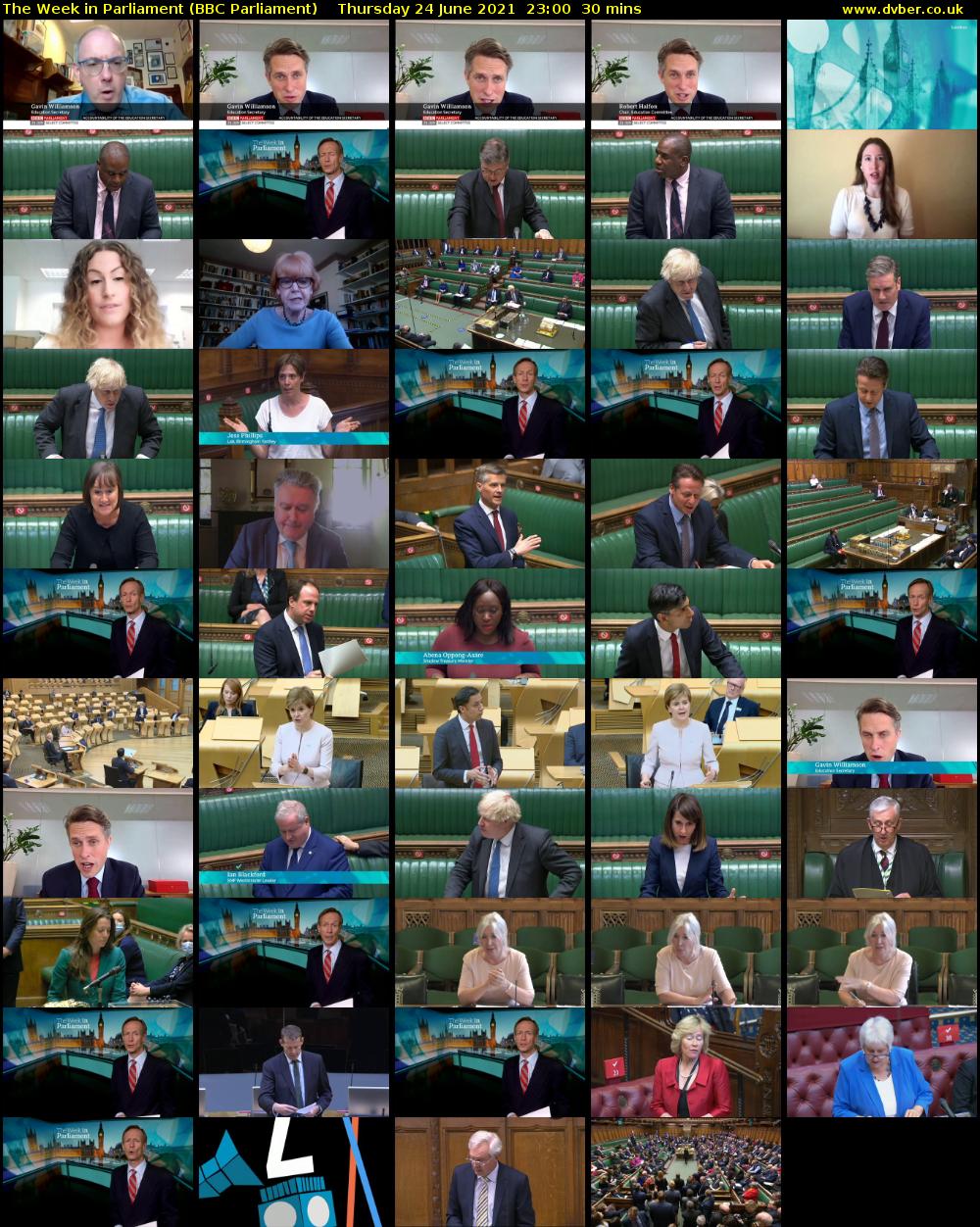 The Week in Parliament (BBC Parliament) Thursday 24 June 2021 23:00 - 23:30
