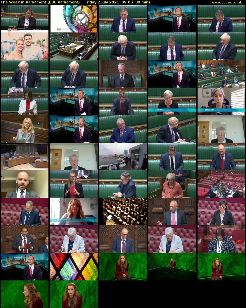 The Week in Parliament (BBC Parliament) Friday 2 July 2021 09:00 - 09:30
