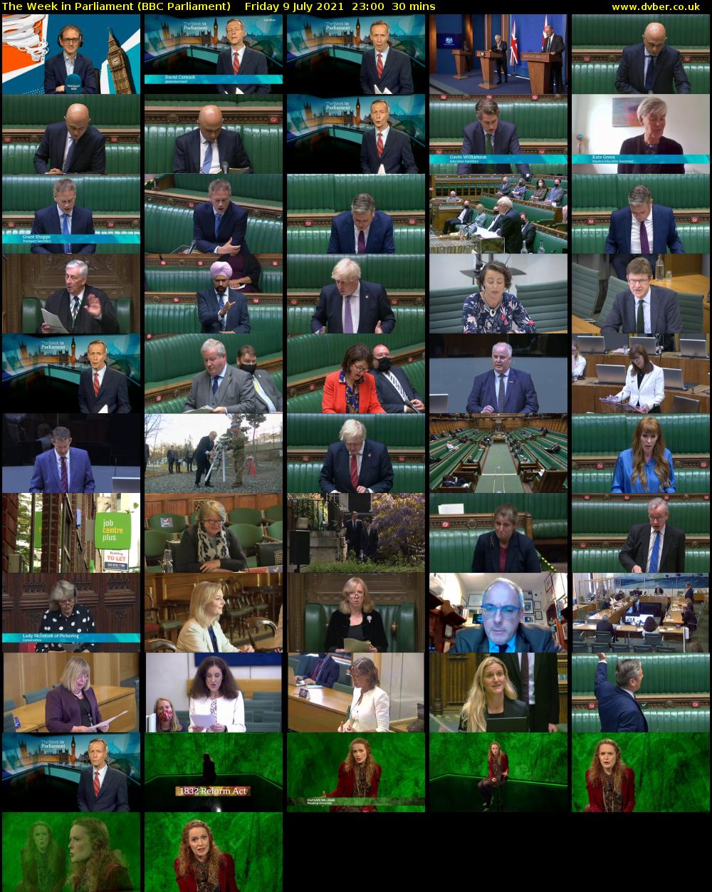 The Week in Parliament (BBC Parliament) Friday 9 July 2021 23:00 - 23:30