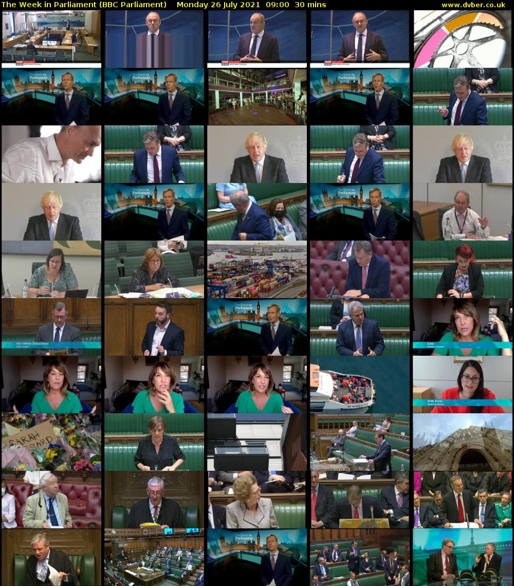 The Week in Parliament (BBC Parliament) Monday 26 July 2021 09:00 - 09:30