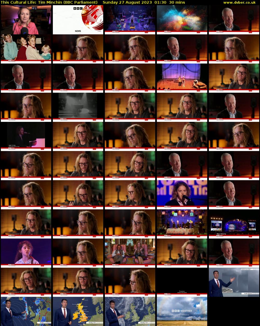 This Cultural Life: Tim Minchin (BBC Parliament) Sunday 27 August 2023 01:30 - 02:00