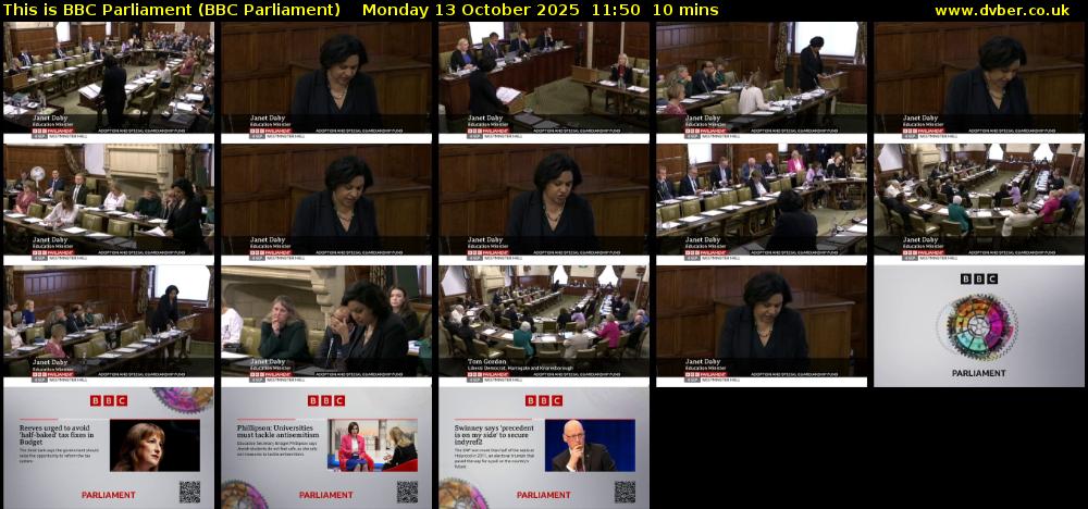 This is BBC Parliament (BBC Parliament) Monday 13 October 2025 11:50 - 12:00
