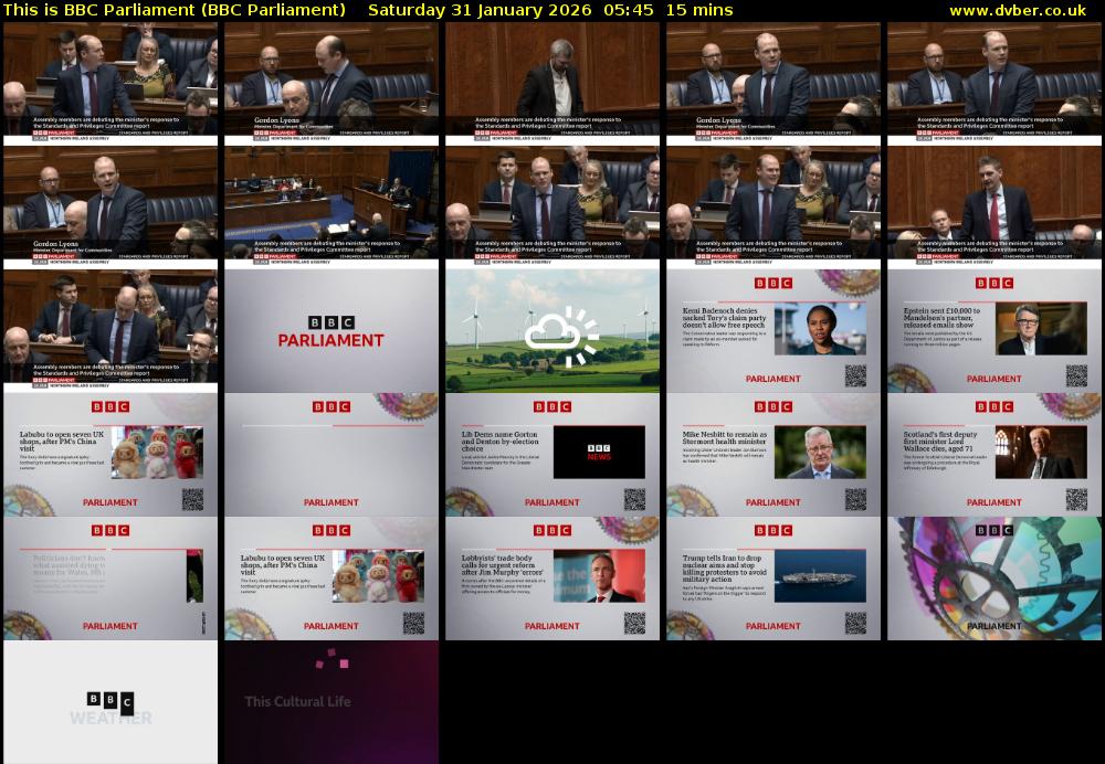 This is BBC Parliament (BBC Parliament) Saturday 31 January 2026 05:45 - 06:00