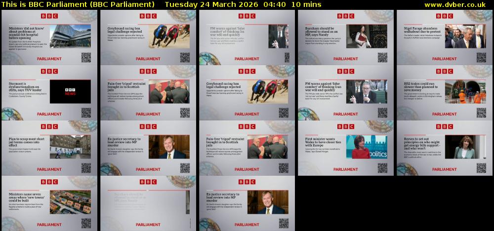 This is BBC Parliament (BBC Parliament) Tuesday 24 March 2026 04:40 - 04:50