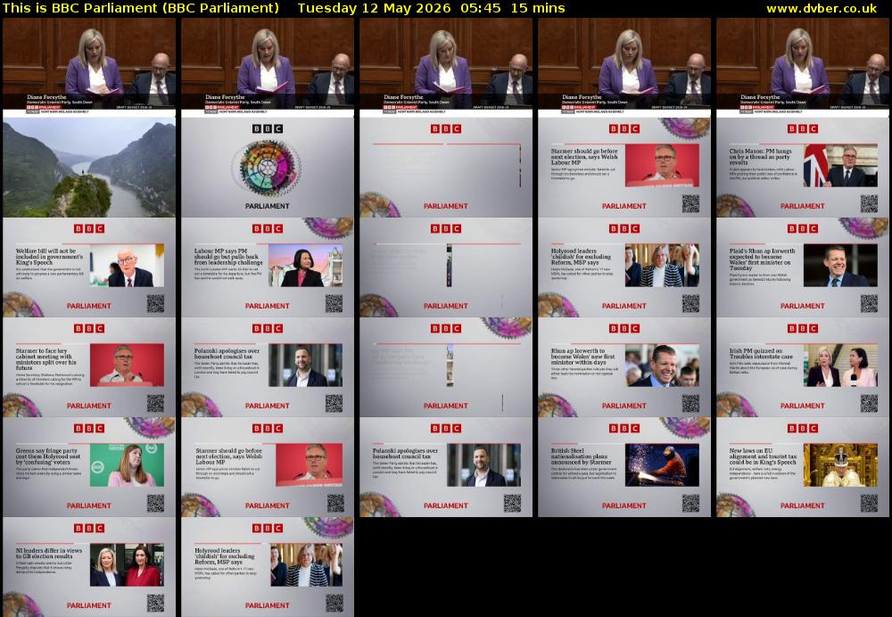 This is BBC Parliament (BBC Parliament) Tuesday 12 May 2026 05:45 - 06:00