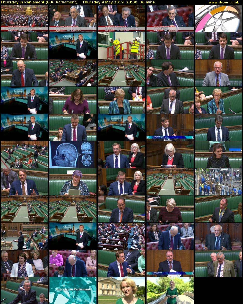 Thursday in Parliament (BBC Parliament) Thursday 9 May 2019 23:00 - 23:30